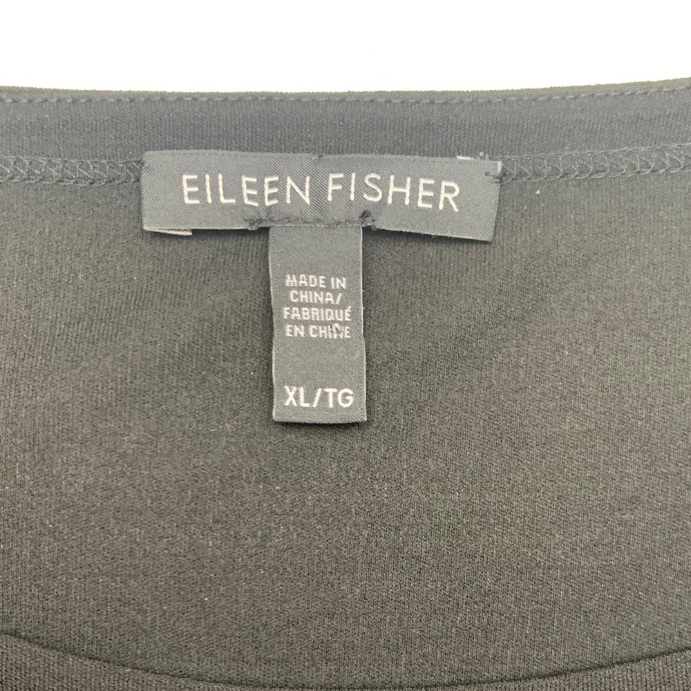 Eileen Fisher size XL black silk crepe georgette Classic long sleeve dress tunic - Picture 2 of 9